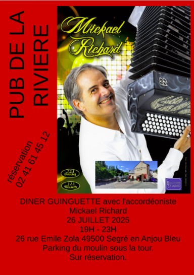 Soirée accordéon avec Mickael Richard le 26 juillet 2025.